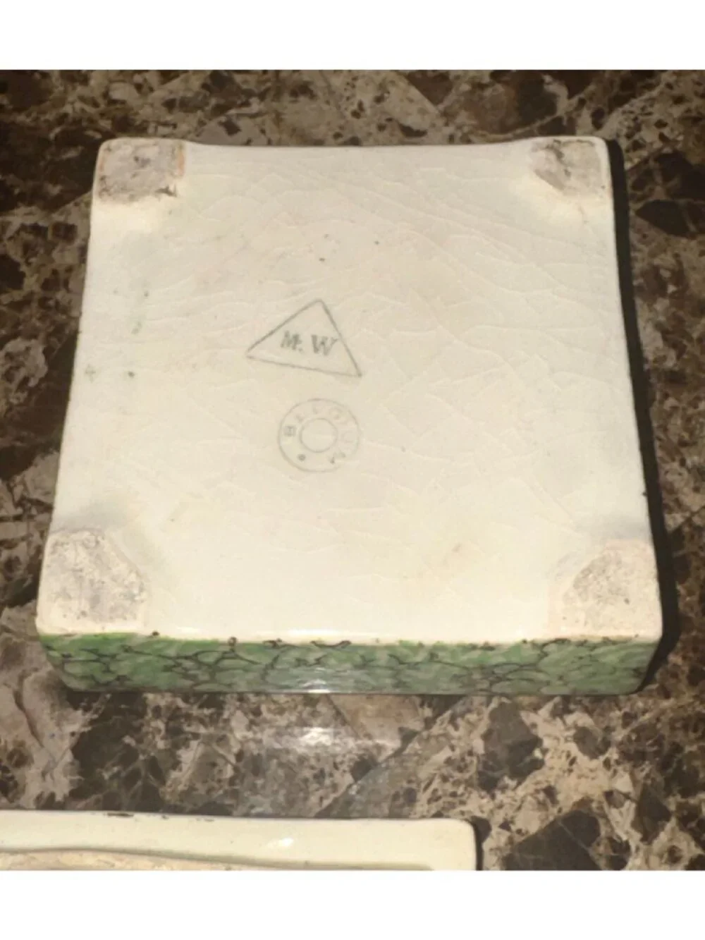 Vintage Belgium M.W. Ceramic Trinket Box With Floral Design